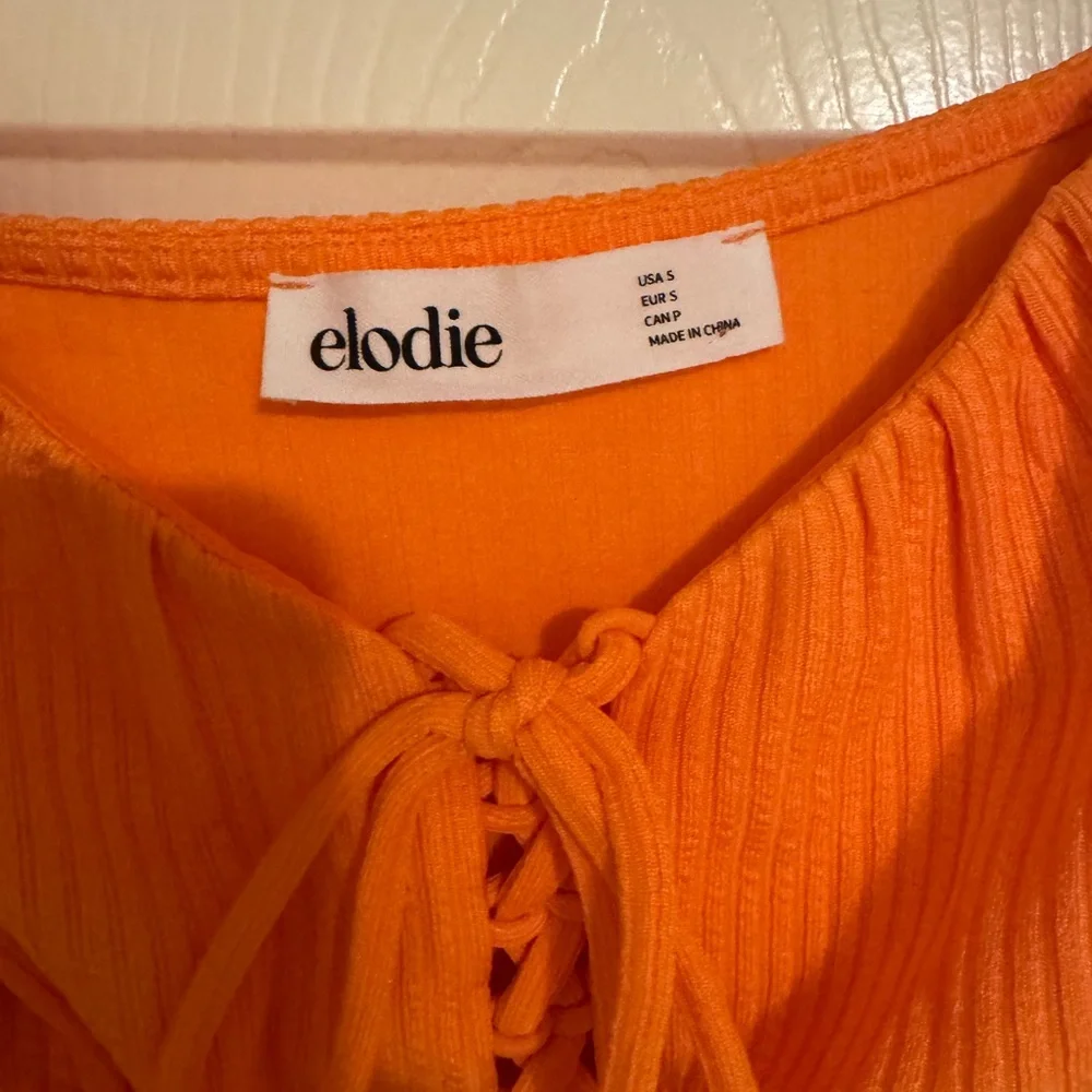 Elodie Vibrant Orange Lace-Up Blouse NWOTs - Picture 3 of 3